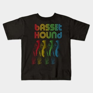 Cool Retro Groovy Basset Hound Dog Kids T-Shirt